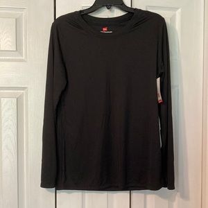 Womens Hanes Sport Active Gear, Long Sleeve, Black, Size large NWT